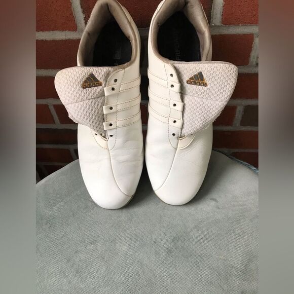 Adidas Womens Spiked Golf shoes White/white stripes size 10 - Picture 1 of 7